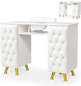 summervibes Karlhome  Manicure Table w/Dust Collector, Nail Desk for Nail Tech, Nail Station with Storage, for Makeup Beauty Spa Salon, w/Hand Rest, Acetone Resistant