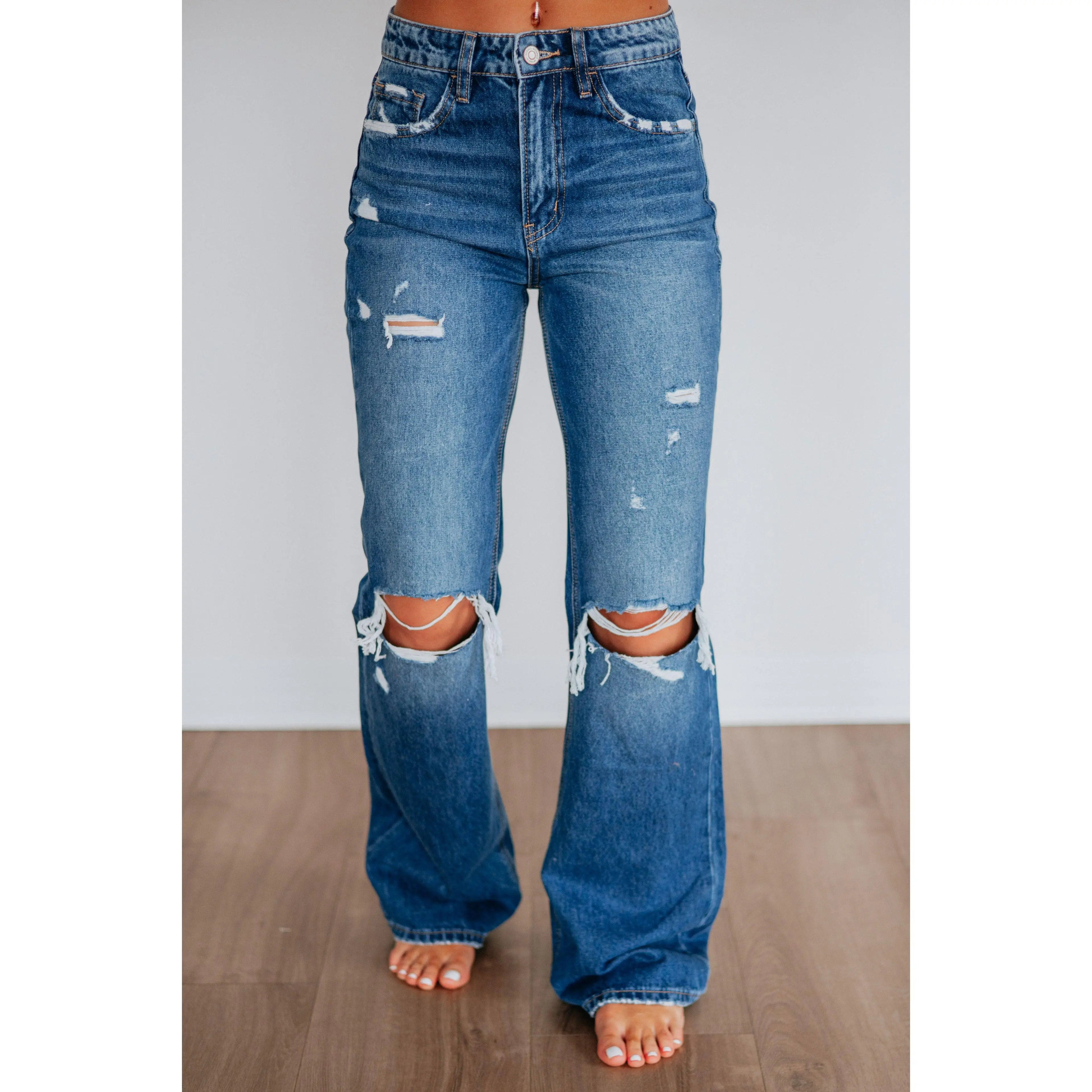 Jean Bleu Femme Monday Premium Mom | Espace des marques