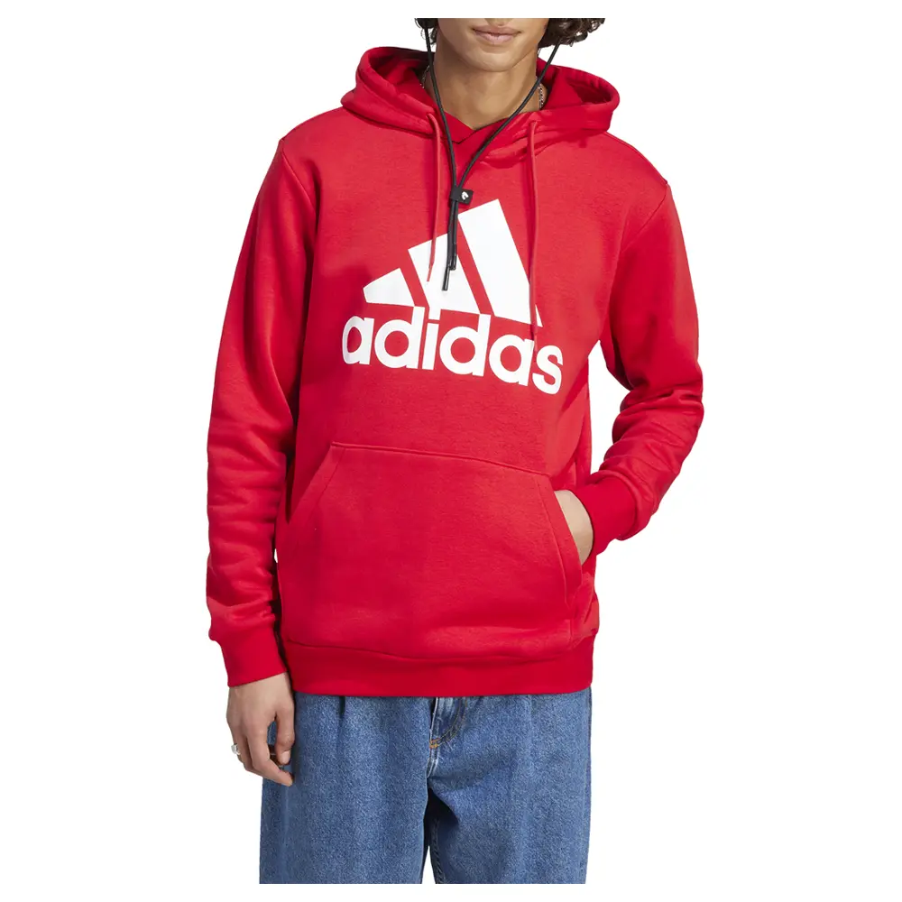 adidas Mens Essentials Fleece Logo Hoodie Casual Outerwear Casual - Red adidas Mens Essentials Fleece Logo Hoodie Casual Outerwear Casual - Red