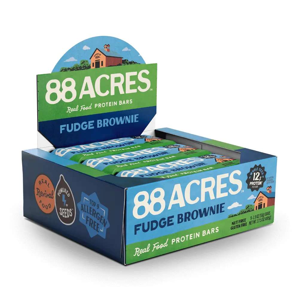 Dark Chocolate Brownie Protein Bars – 9 Soft-Baked Bars with 12g Plant Protein from Whole Seeds, Fudgy Chocolate Flavor, Allergen-Free, Plant-Based, Healthy Snack