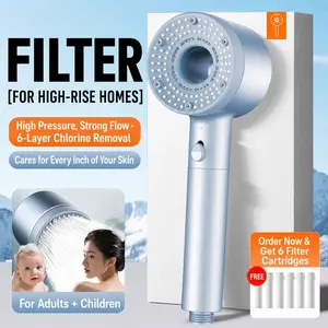 Five-Stage High-Pressure Filtered Rain Showerhead, Water-Saving Feature, Ideal for Efficient Bathing Experience, Single Unit Count, Handheld Filter Showerhead, High Flow Shower Head