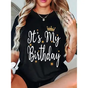 100% Cotton Casual Tshirt It's My Birthday B-Day Party Cool Birthday Crew Happy B-Day T-Shirt