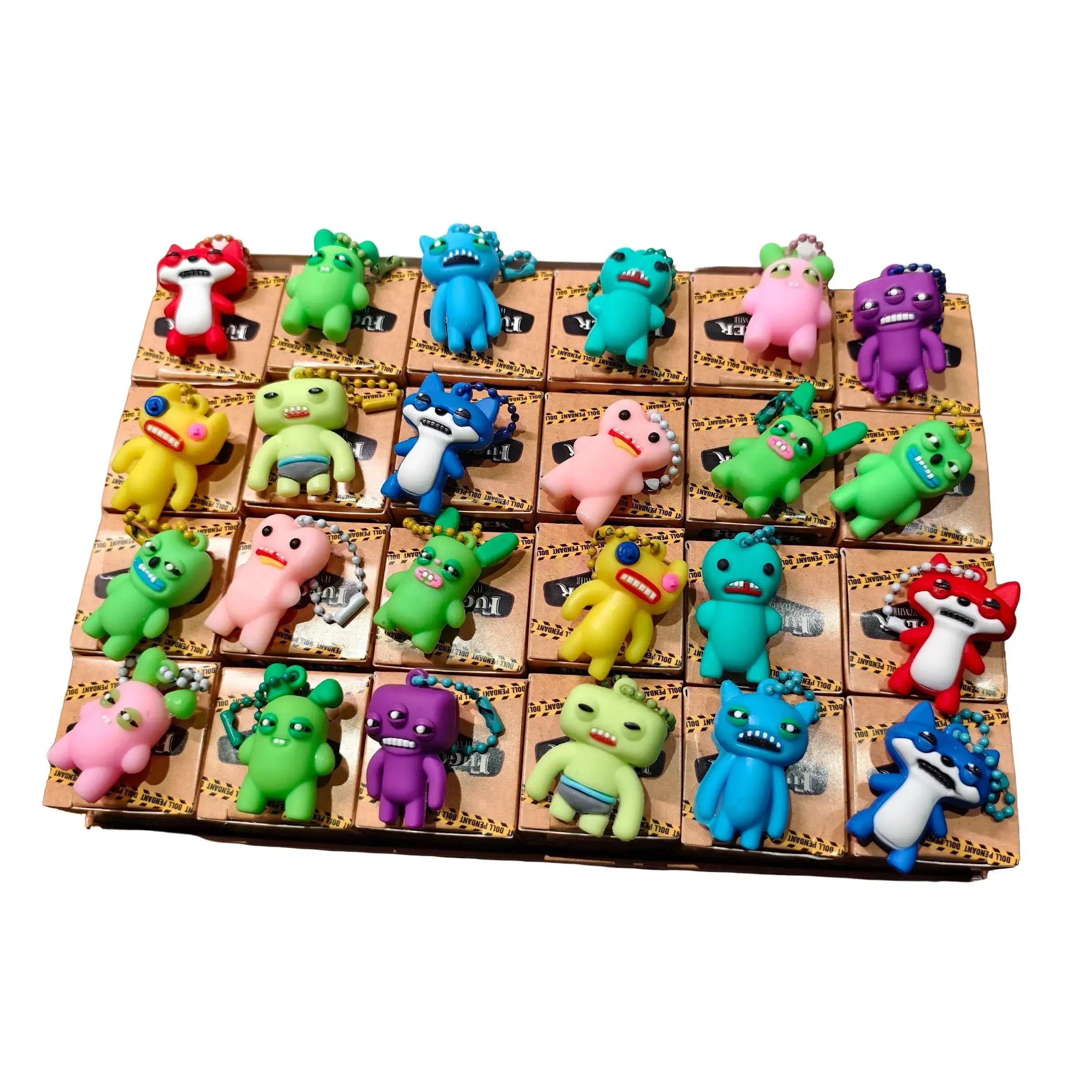 24PCS Cute Horror Kawaii Unisex Plastic Keychains Collectibles Mystery Box - Ugly Monster Dolls, Trendy Bag Charms, Easter Basket Stuffers
