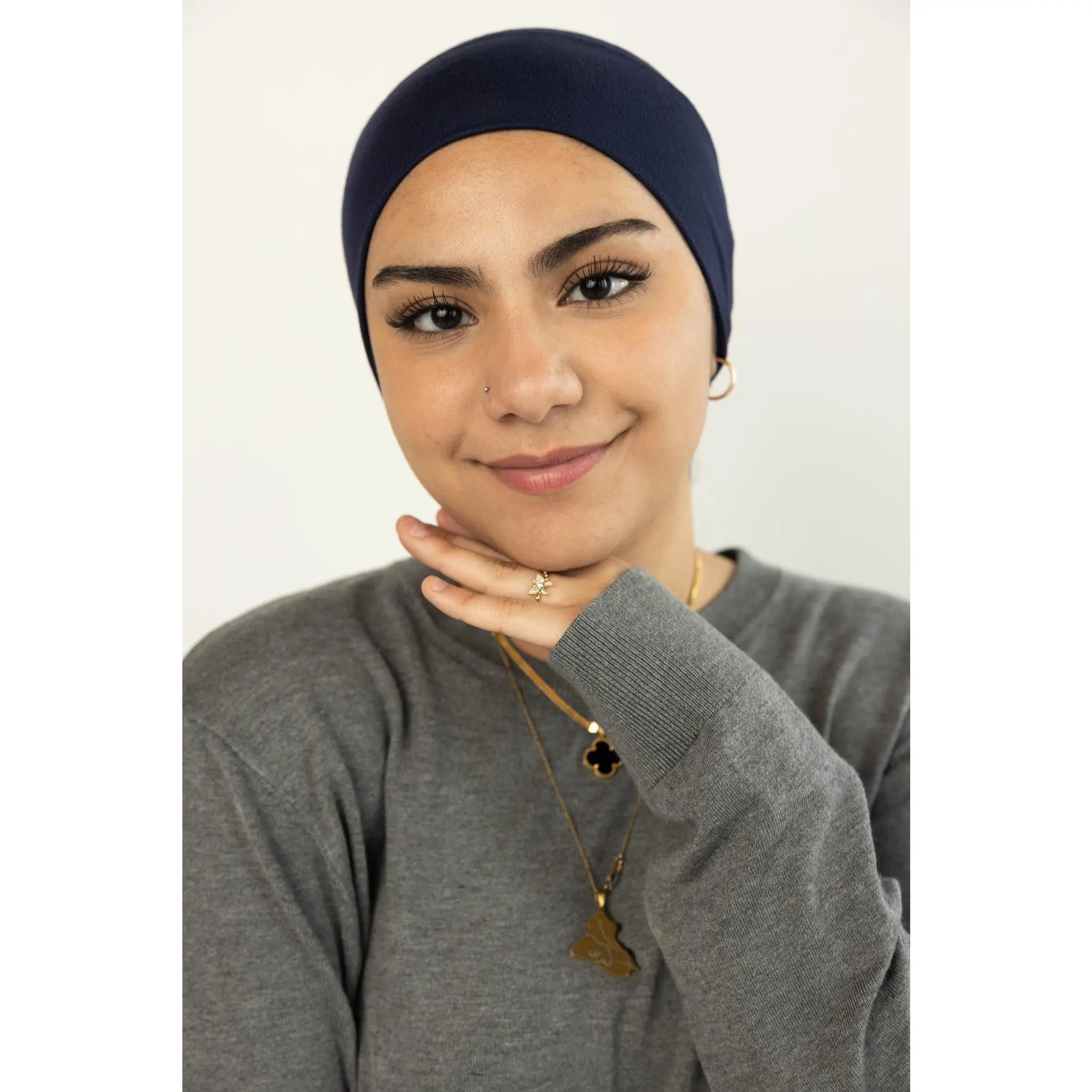 Jersey Under Scarf Tube Cap - Navy Blue
