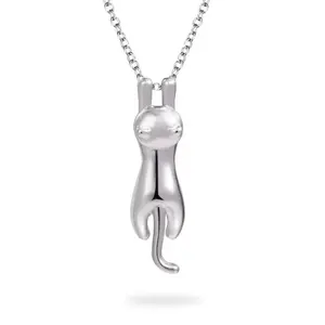YFN Cat Necklace for Women - Trendy Dainty Charm Pendant - Adjustable 15+2" Chain - Hypoallergenic Copper White Gold Plated - Best Friend Birthday Gift for Her Sister Mom Wife