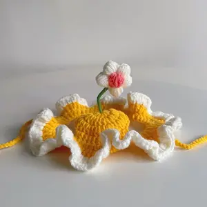 1Pc Easter flower seedling pet hat, Clothing, elastic design, cute and exquisite, hat suitable for pets, suitable for puppies and kittens, knitted, suitable for party photography as prop decoration, cat accessories with warm and cold protection functions.