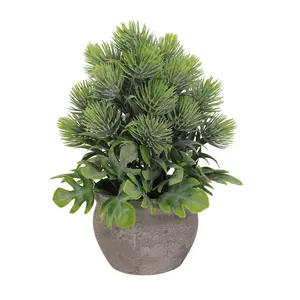 Artificial Succulent Plant in Cement Pot, Fake Greenery Tabletop Decoration for Living Room Office Bedroom