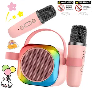 Mini Karaoke Machine for Kids  Adults, 2 Wireless Microphones Bluetooth Speaker, Ideal Birthday Gift for 6+ Year Olds  Family Parties