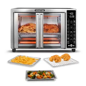 Gourmia 25 Qt French Door Air Fryer Oven Digital Convection 17 Presets Fits 12" Pizza FryForce 360° Technology Easy Control & Cleanup