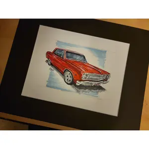Hand-drawn Custom Car Drawing – Single View