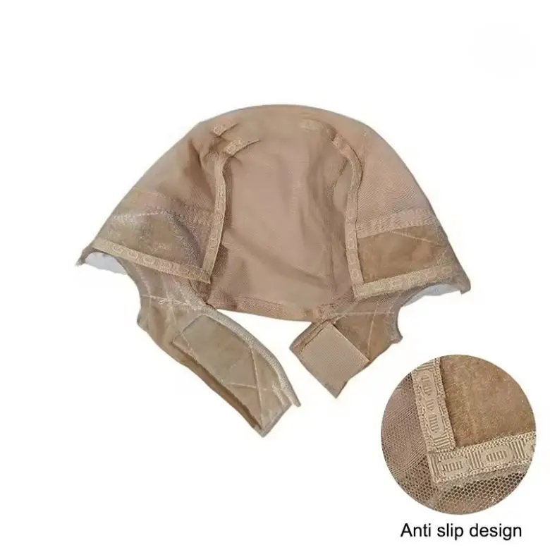 Nadula Beige Wig Grip Cap for Glueless Wigs: 4x5 Lace Non-Slip Cap with Ear Cutouts Adjustable Breathable Band for All-Day Comfortable & Secure