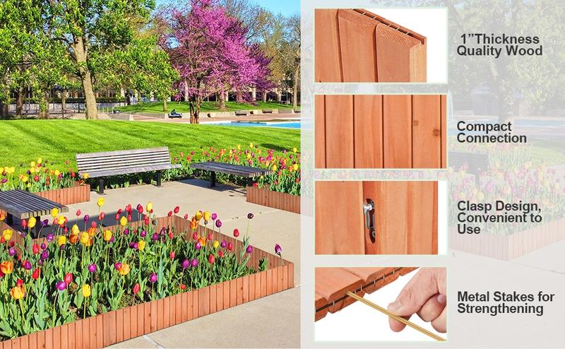 Yaheetech Garden Wooden Short Fence, 2/6pcs Outdoor Landscape Edging Flexible Decorative Border for Yard Patio Pathway Lawns Courtyard Maintenance