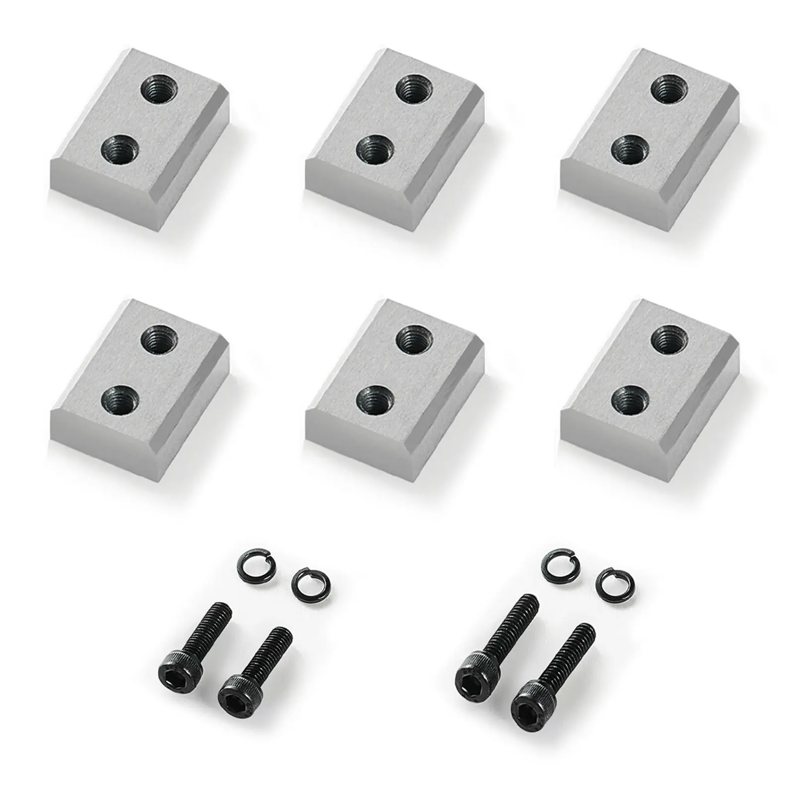 【summerfinds】VEVOR Rebar Cutter Blades, 6 Pcs Replacement Jaw Blades for 3/4Inch 20mm #6 Electric Rebar Cutter, Double-sided, CR12MOV High-Hardness Steel, Fast Efficient with Screws and Spring Washer, Silver, Clamping Blades