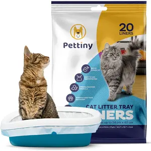 20 Cat Litter Box Liners with Drawstrings - Scratch Resistant Cat Litter Bags for Medium and Large Litter Pan