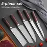 5-Piece Durable Forged Rustproof Scratch-Resistant Japanese Stainless Steel Chef Knives Set - Thick Blades, Ergonomic Handles, Multi-Purpose Knife, Peeling Knife for Kitchen Cooking, Meat Cutting