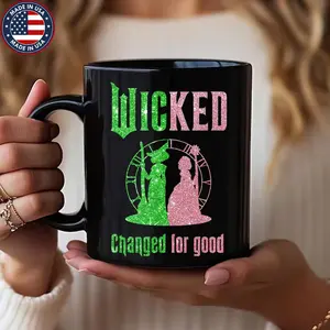 Good Witch and Bad Witch Colorful 11oz 15oz Mug, Wicked Witch Mug, Elphaba, Galinda, Pink and Green Witch Musical Mug