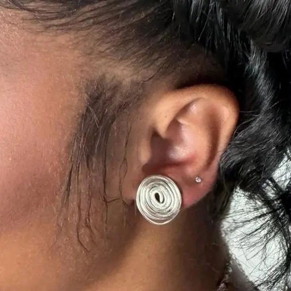 Non-Pierced Silver Earring    Coiled Echo Loop