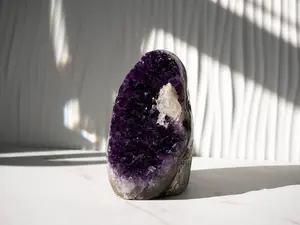 High-Quality Amethyst Cut Base with Calcite Inclusion - Option C