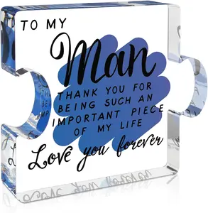 Valentines Day Gifts for Him,Gifts for Boyfriend,Boyfriend Christmas gifts, I Love You Gifts for Him,Birthday Gifts for Boyfriend Husband Fiance, To My Man Puzzle Acrylic Block, Present for Men's Thanksgiving Christmas Valentine's Day Birthday Wedding