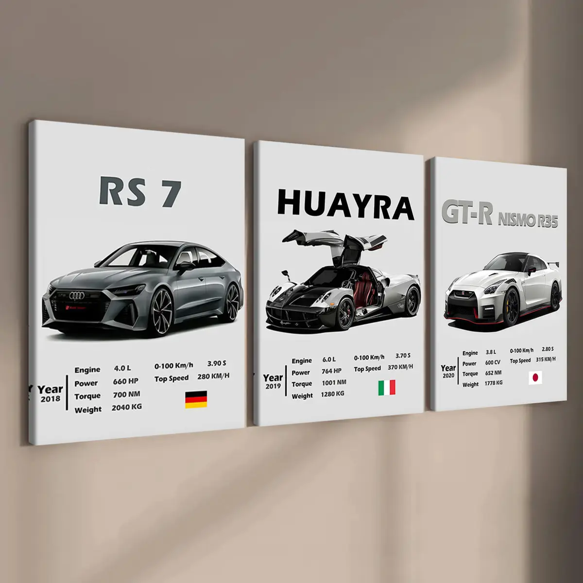 3 count wooden frame canvas, Supercar parameter display poster, Fine car decoration, stylish bedroom decoration, Modern art home Decoration, Living room and corridor wall Decoration, HD, waterproof, art, Modern Art Design, Artwork