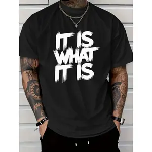 Men’s Graphic Print T-Shirt Casual Short Sleeve Crew Neck Tee with Bold Letter Design, Stylish Streetwear Top for Daily Wear, Gym, Travel, Outdoor Summer Shirt