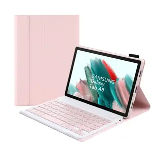 Portable Rechargeable Wireless Tablet Keyboard Case for Galaxy Tab A8 10.5 Inch Sm-X200 X205c, Auto Wake/sleep, USB Charging Leather Cover, Accessories