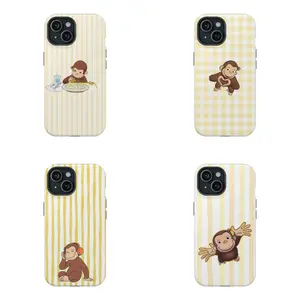 Yellow Striped Curious Monkey Cartoon Phone Case – Cute Protective Cover for iPhone & Samsung, Fun Gift for Curious George Fans |   Cover for IPhone 17 16 15 14 13 12 11 Max Pro Samsung galaxy