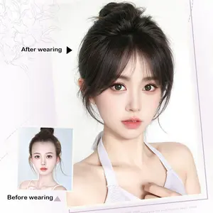 Lightweight Real Hair Bangs for Women, Natural Forehead Air Bangs, French Style, Eight-Character Bangs, Scalp Coverage