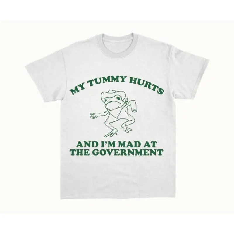Funny Frog Meme T-Shirt, "My Tummy Hurts And I'm Mad" Graphic Tee, Retro Vintage Unisex Shirt, Casual Humor Gift for Men Women