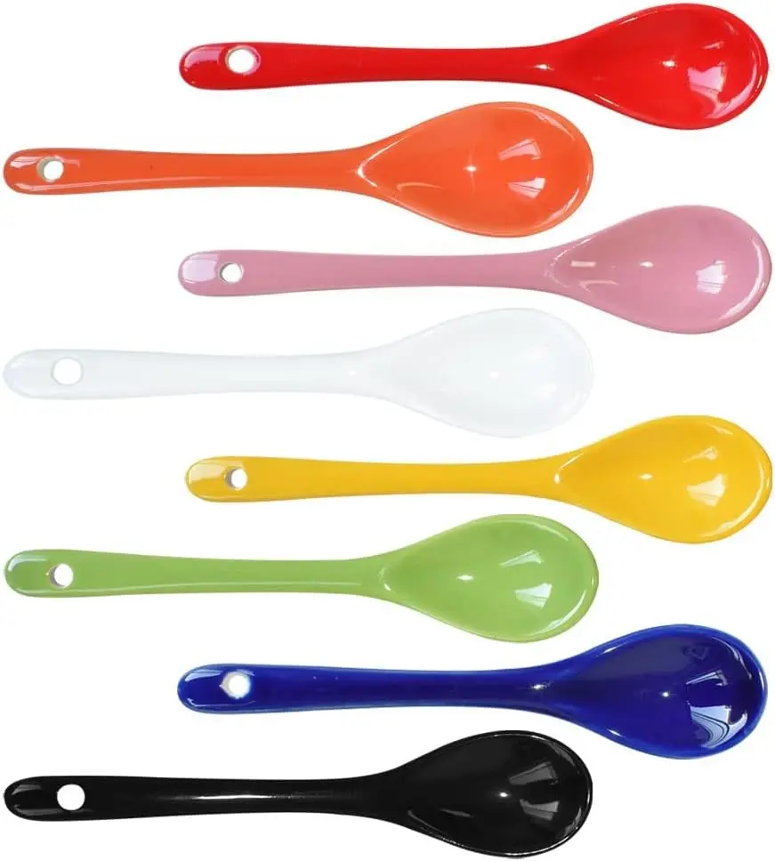8 Color 4.7 inch Ceramic Porcelain Egg Spoons for Coffee Dessert Yogurt Milk Tea
