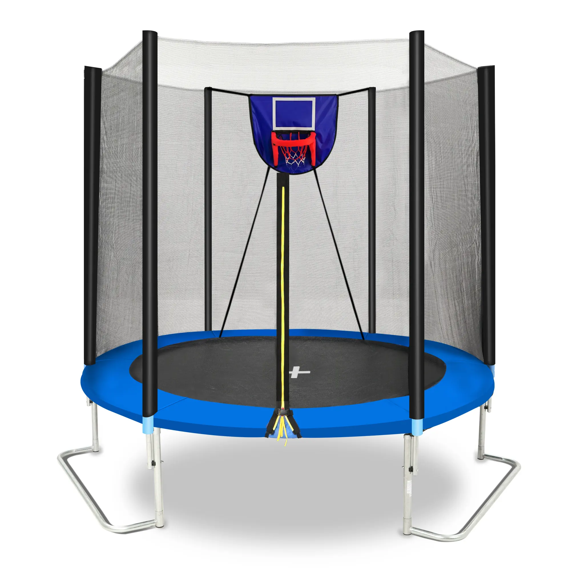 Adjustable Spring Model Trampoline in Blue & Red Colors with Secure Netting and Safety Features