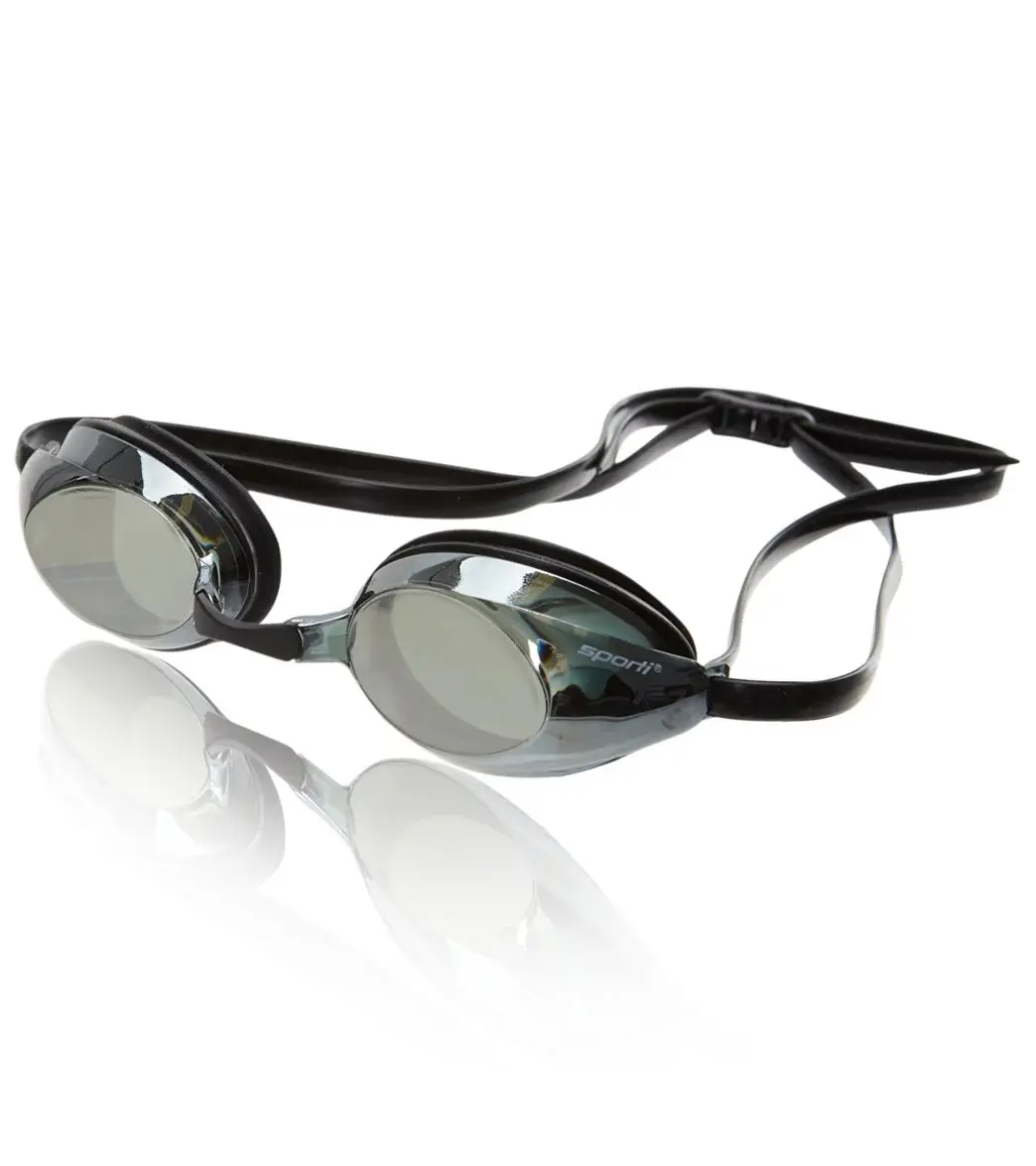 SPORTI S2 Unisex Mirrored Polycarbonate Swimming Goggles - Antifog Coating, Interchangeable Nose Pieces, Streamline Fit Goggles for Swimming
