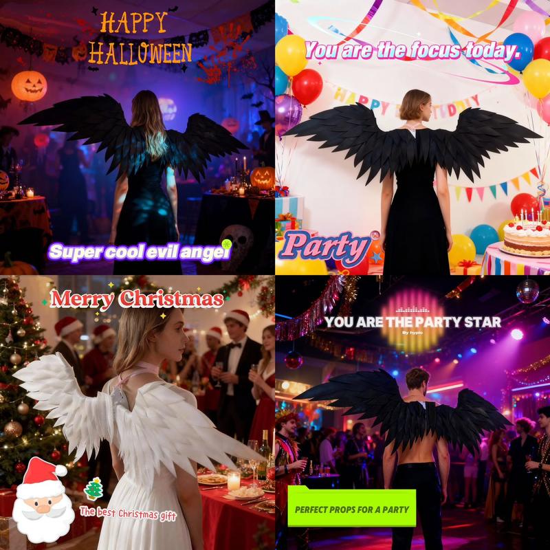 Foam Electric Wings Handmade Black White Unisex Cosplay Costume, Birthday Party Outfit, Christmas Gift, Photography Props, Clothing, Minimalist Basic