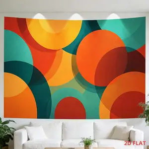 2D Flat - 2D Flat - A Tapestry Featuring a Large Or Small Design Printed on a 2D Plane - Vibrant, Circular, Abstract, Artistic, Geometric Pattern, Ideal for Decorating Room Walls, Non-Glowing, Perfect for Living Rooms, Meditation Spaces, Offices