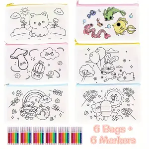 DIY Coloring Pen, Pencil and Marker Box Includes 6 sets of colored pencils + 6 random color pencil cases Adorable & stylish prints Cute & practical, enhances hands on creativity Perfect as a gift for Thanksgiving, and Christmas