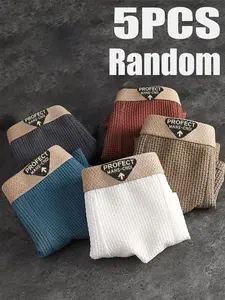 5PCS Men's Underwear Set, Random Selection Men's Briefs, Comfortable Seamless Design, Breathable Fabric, Ideal for Daily Wear, Breathable Boxer Briefs