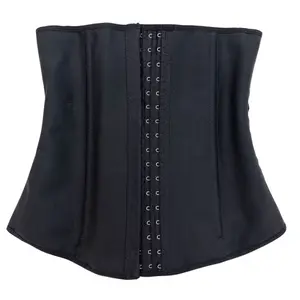 Power Waisttrainer - Black Corset with Adjustable Hooks for Enhanced Support and Shaping Colombian Powernet Material