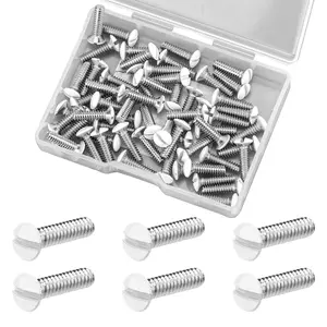 60Pcs 1/2 Inch Long 6-32 Thread White Wall Plate Screws Outlet Cover Screws Switch Cover Screws Replacement Wall Plate Screws Electrical Screws