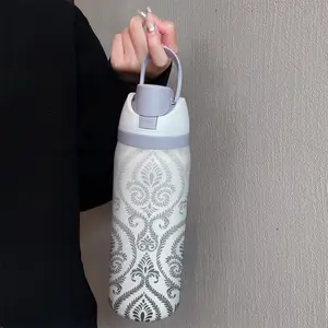 Gradient Pattern 32oz Dual-Sip Sports Water Bottle, 304 Stainless Steel Large Capacity Insulated Cup Tumbler, Perfect Gift for Women, Home, Outdoor Workout, Travel