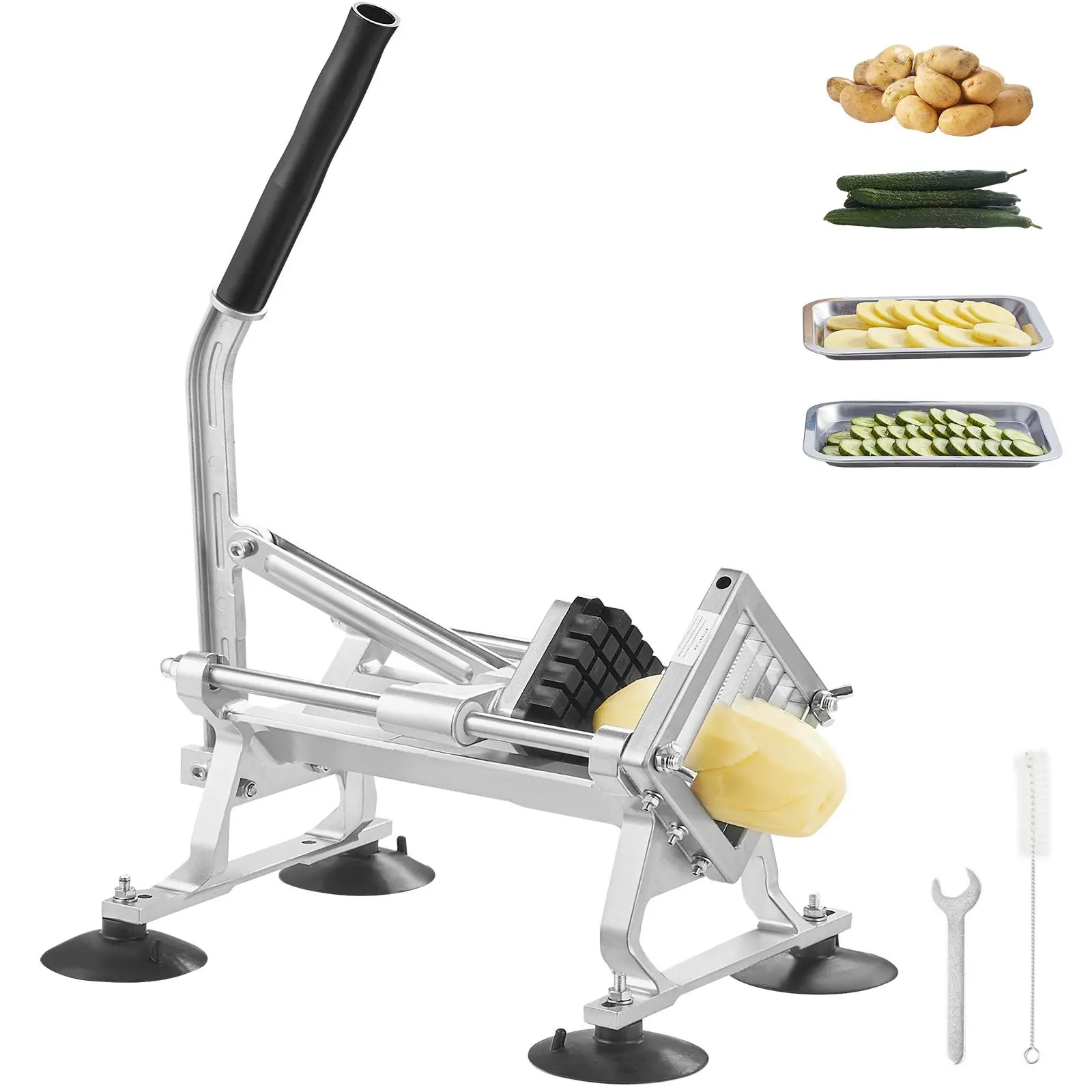 【Summerfinds】VEVOR Commercial Vegetable Slicer,  , 1/2 inch Fruit Slicer, Stainless Steel and Aluminum Alloy Vegetable Cutter Slicer Machine, Manual Slicer with Non-slip Feet, for Radishes, Onions, Potatoes, Lemons Kitchen Sturdy