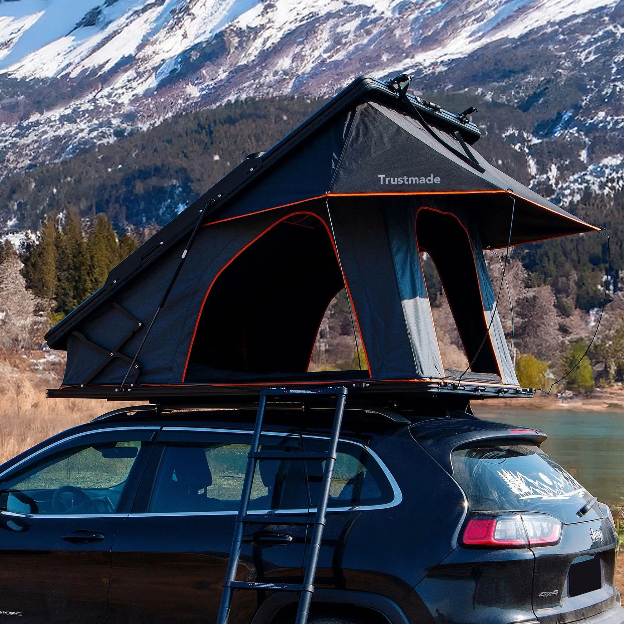 Triangle Aluminum Black Hard Shell Grey Scout Max High Ridge Rooftop Tent