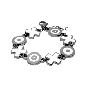 Y2K Silver XOXO Enamel Charm Bracelet 100% Stainless Steel