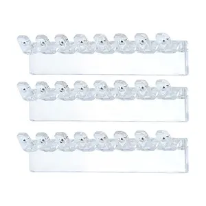 3pcs Transparent 8-Hole Hooks with Round Holes, Jewelry Organizer Rack, Wall-Mounted Earring and Necklace Holder, Storage Solution