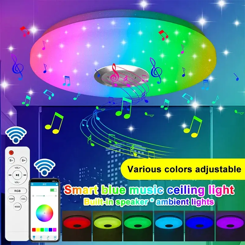 RGB Smart LED Ceiling Light - 42W/60W, 220V, ABS Material, Specific Diameter, WIFI/Bluetooth/Remote Control, Ambient Lighting Multifunctional Interior LED Lights for Living Room Home Decor
