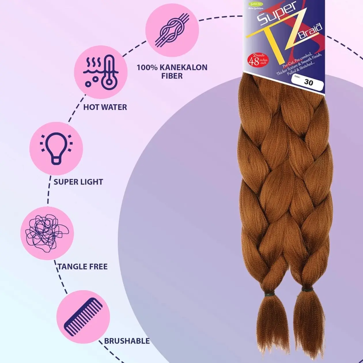 Pre-Stretched Braiding– 48 Inch Long Unfolded – 6 Bundles Total – Xpression 100% Kanekalon– TZ Braid Hair Extensions – Pre-Cut and Pre-Combed Synthetic Hair (1B) 100+ bought in past month