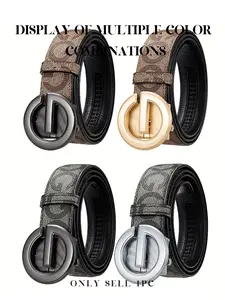 Classic Letter Automatic Buckle Men's Belt, High-End Business Casual Leather Belt, Quality Alloy Waistband, Trendy Fashionable Men's Belt, Western Belts