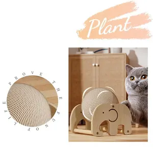 Ferris Wheel Jute Cat Scratching Ball, Standing Wooden Cat Toy, Bear Elephant Self-Amusement, Stress Relief Cat Nail Grinder