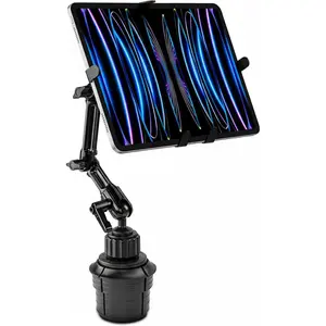 Cup Holder Tablet Mount Fits  Cupholders 2.75"-3.5" in Diameter, Adjustable Tray for 7"-11" Tablets, Heavy-Duty  Arm, Full Motion Swivel & Secure Lock   SUVs