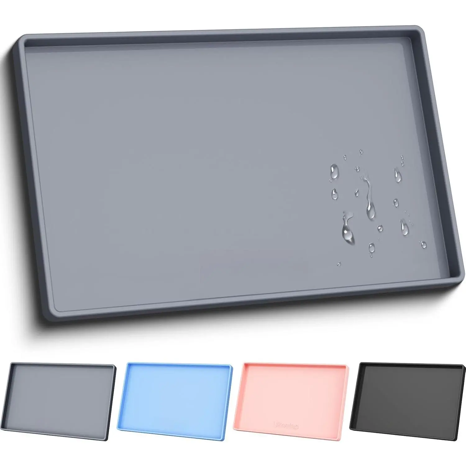 Extra Thick  Mat  with Raised  34" x 22", Under Sink Mat for Kitchen & Bathroom, Kitchen Cabinet Liner, Multi-Purpose for Storage & Protection, Gray