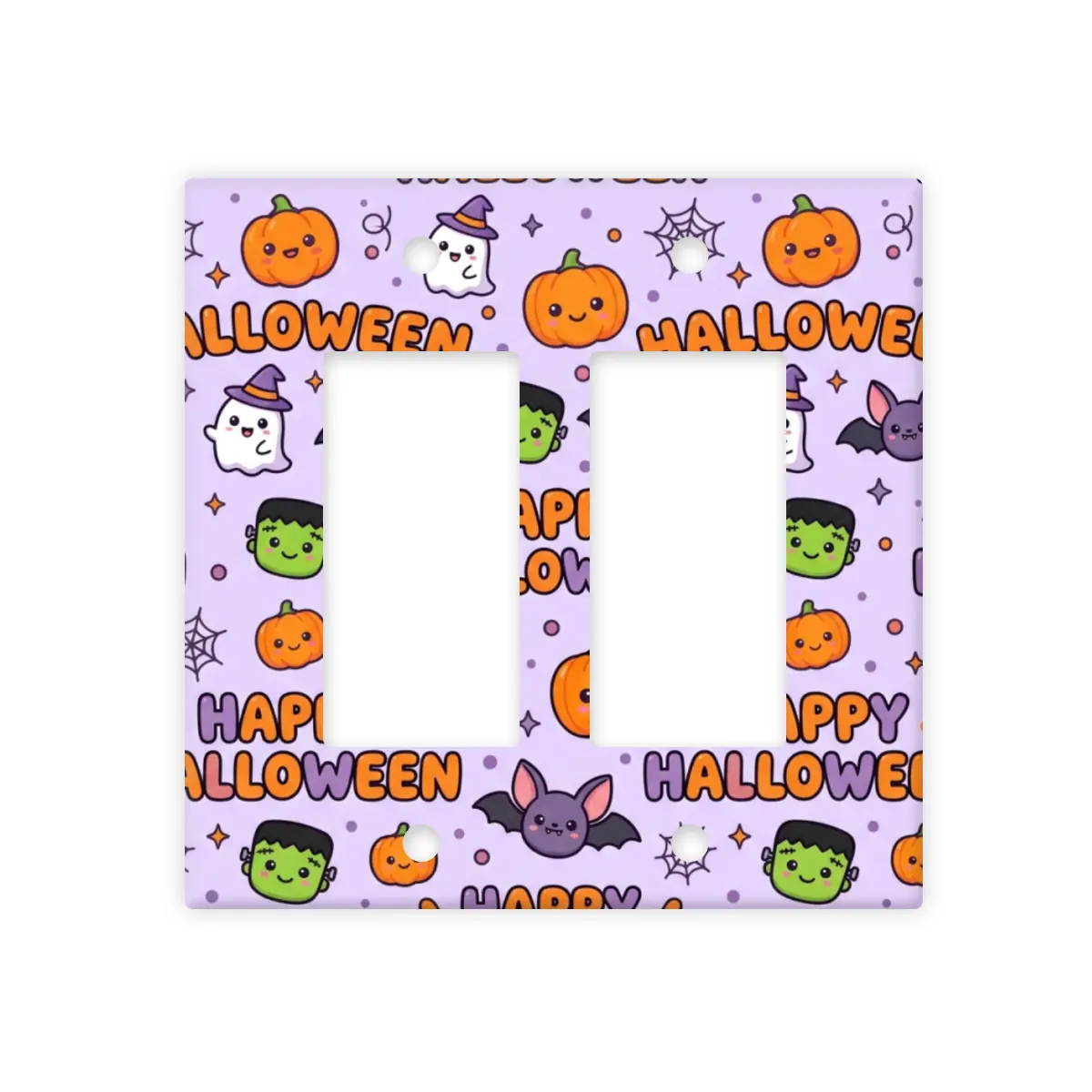 [Halloween]2-Gang Rocker Light Switch Outlet Wall Plates,  4.6x4.5in High-Quality Polycarbonate Thermoplastic Home Accessory, Heat-Resistant Flame-Retardant Modern Easy-to-Clean Plates for Home Use, E